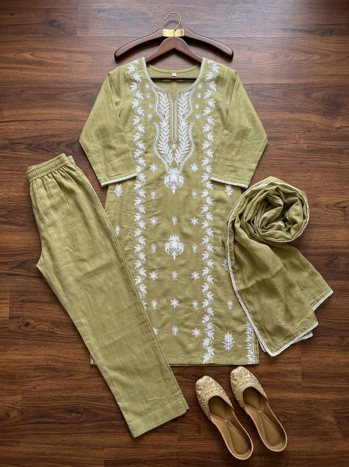 The One and Only - Chikankari Embroidered Cotton Kurti Set