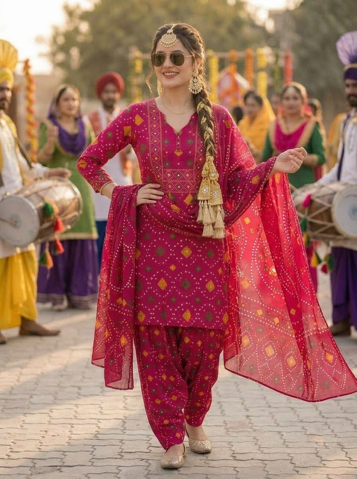 Ishq Di Heer – Bandhani Cotton Kurti Set