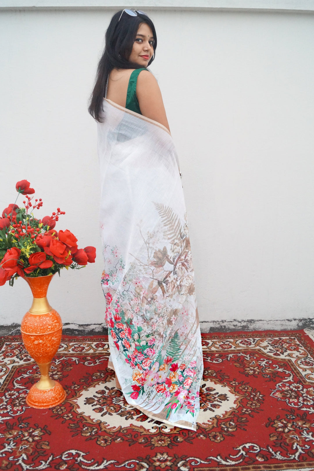 Draped In Stories-Fancy Linen Saree