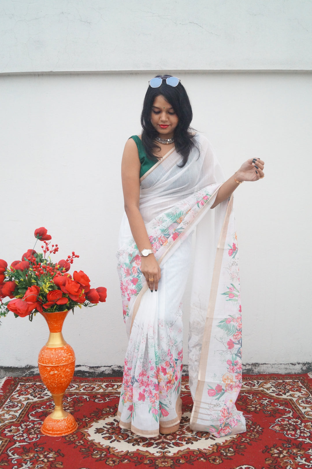 Draped In Stories-Fancy Linen Saree