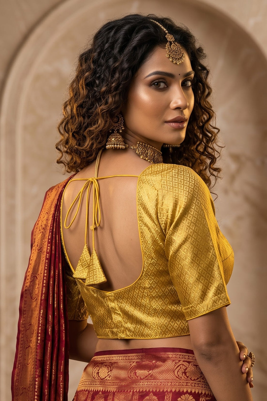 Golden Shine Brocade Blouse