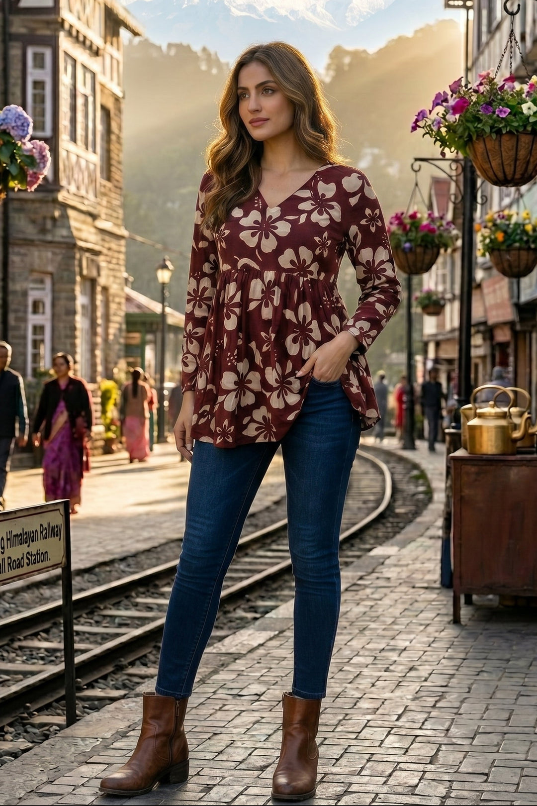 Heart's Embrace Printed Rayon Top