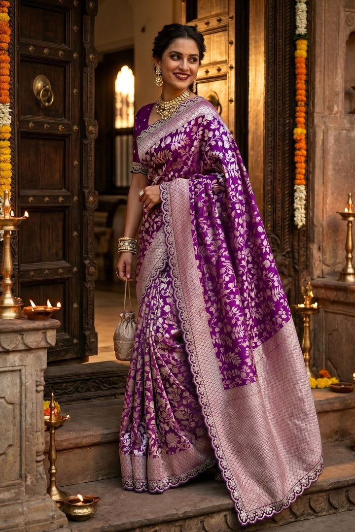 Devotion Drapes Crepe Khaddi Silk Saree
