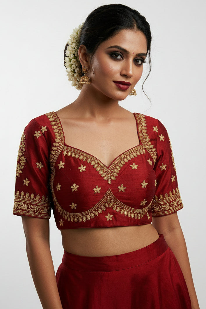 Maroon Serenity Fancy Silk Blouse