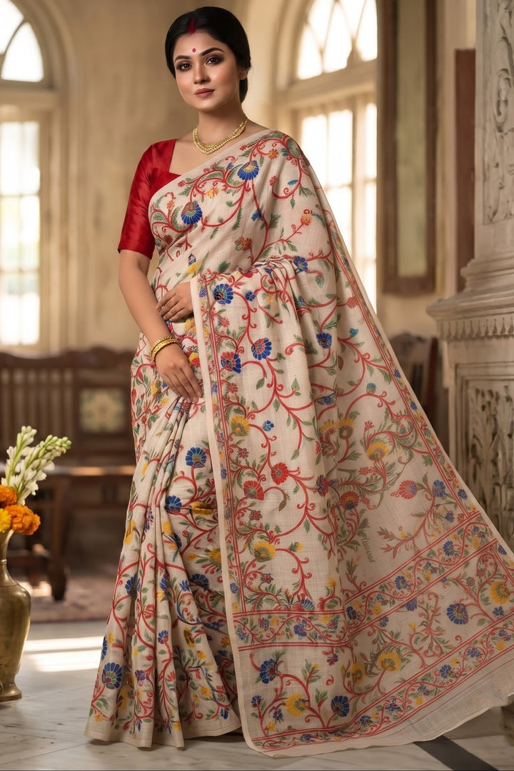 Phoollata Jamdani Exclusive Semi Tussar Jamdani Saree