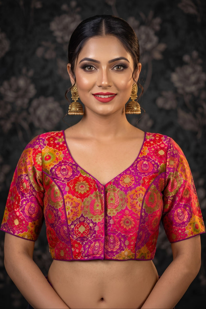 Crown on Repeat- Katan Silk Banarasi Blouse