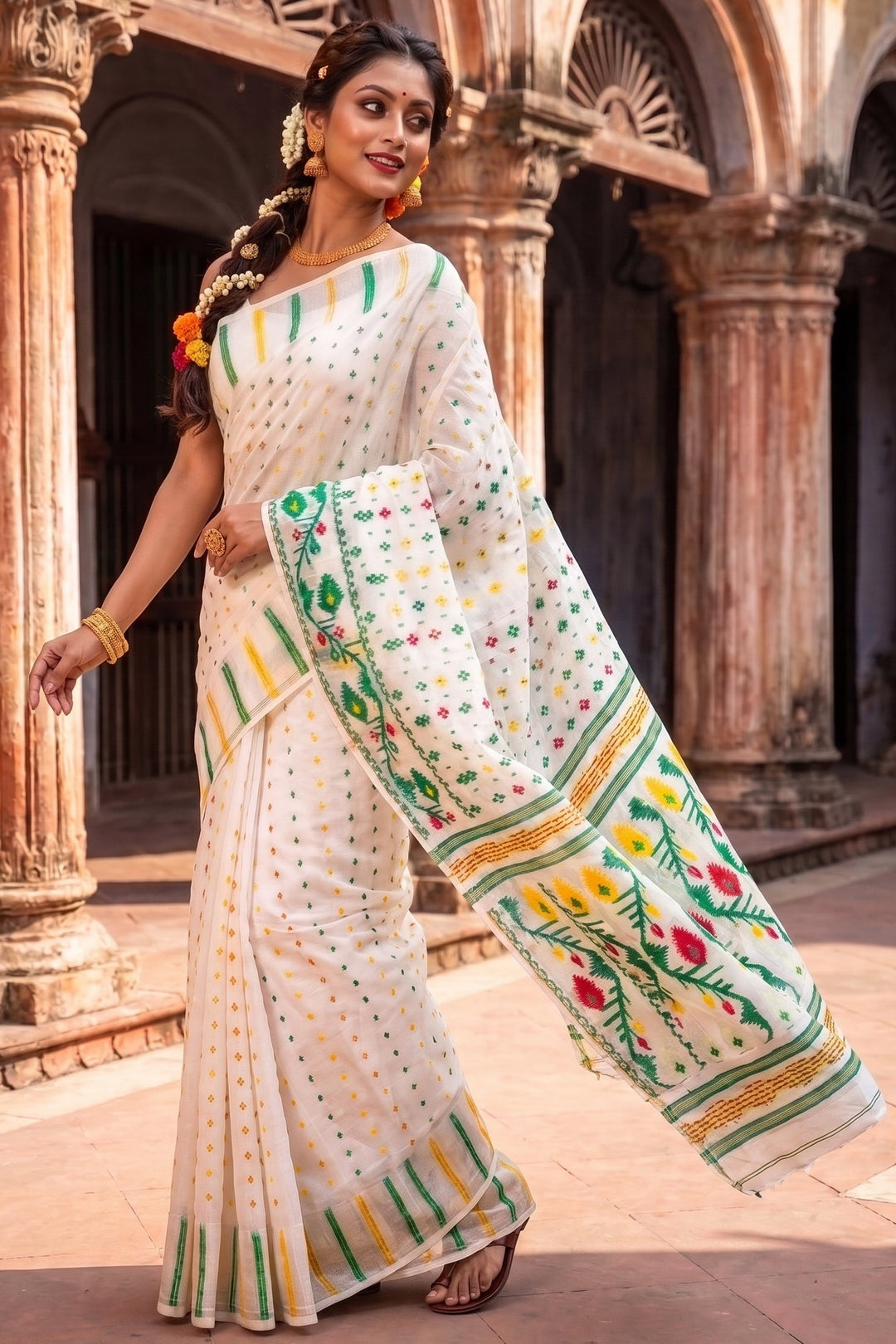 Nakshi Dhara Bengal Jamdani Saree