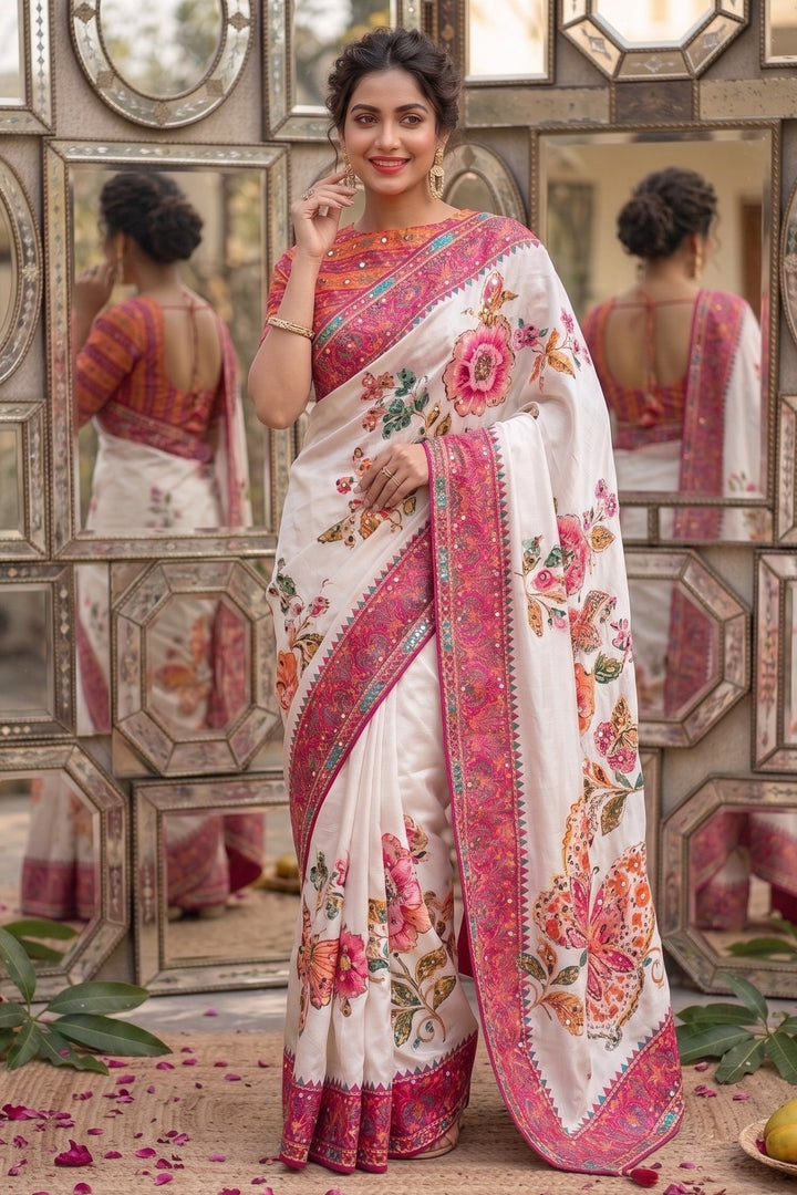 Cosmic Glow Chinnon Silk Saree