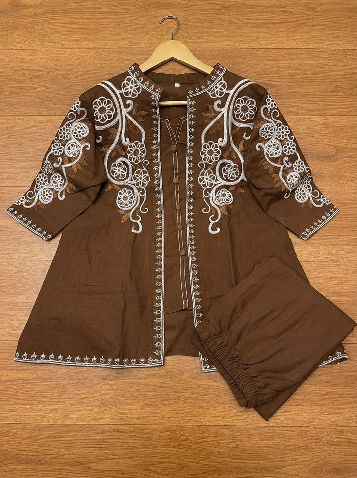 Love at First Look – Embroidered Cotton Jacket Style Co-ord Set