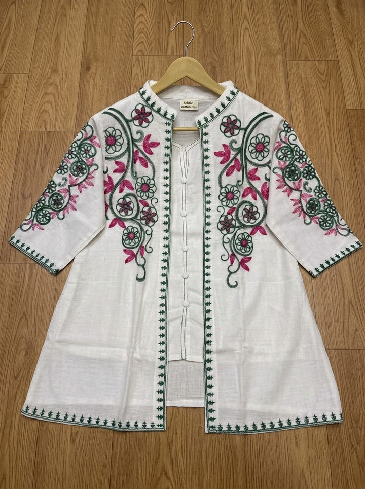 Love at First Look – Embroidered Cotton Jacket Style Co-ord Set
