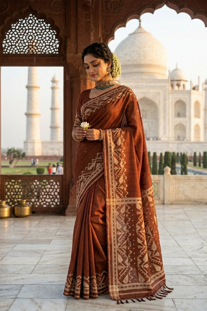 Pother Panchali Gachi Tussar Jamdani Saree