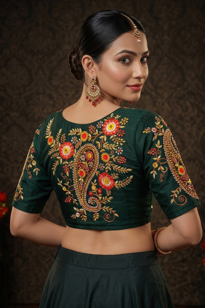 Festive Paisley Vichitra Silk Blouse