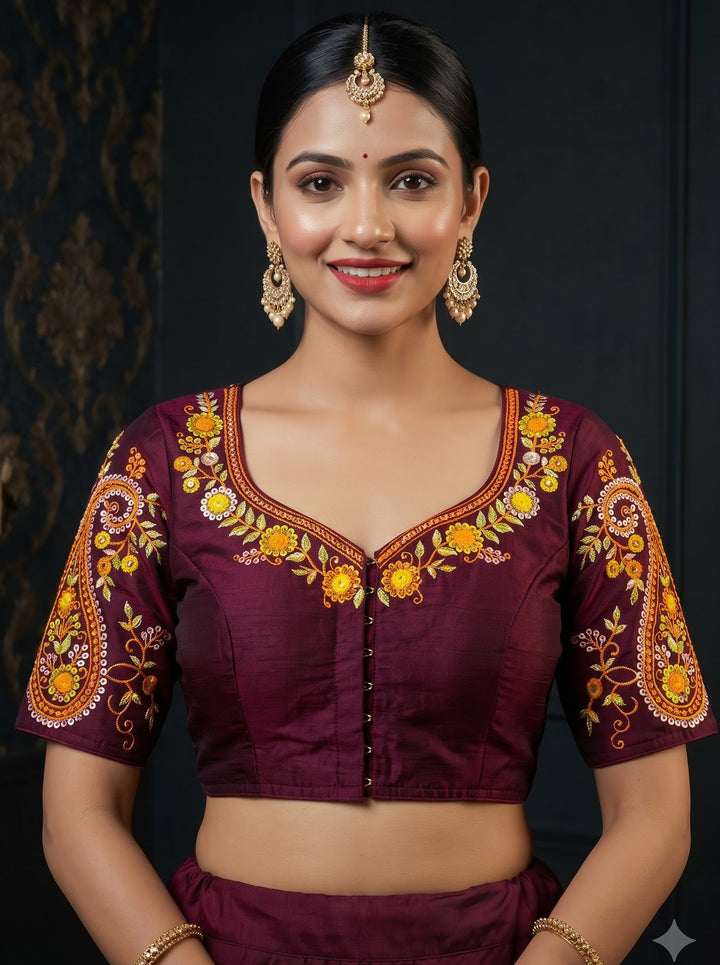 Festive Paisley Vichitra Silk Blouse
