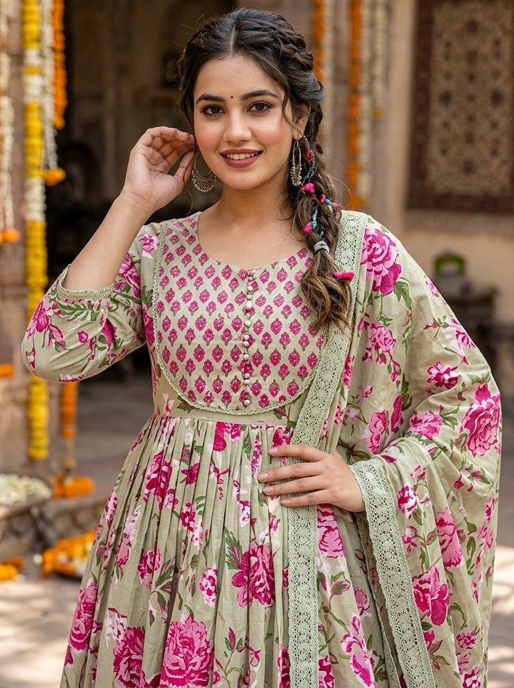 Petal Paradise Cotton Suit Set