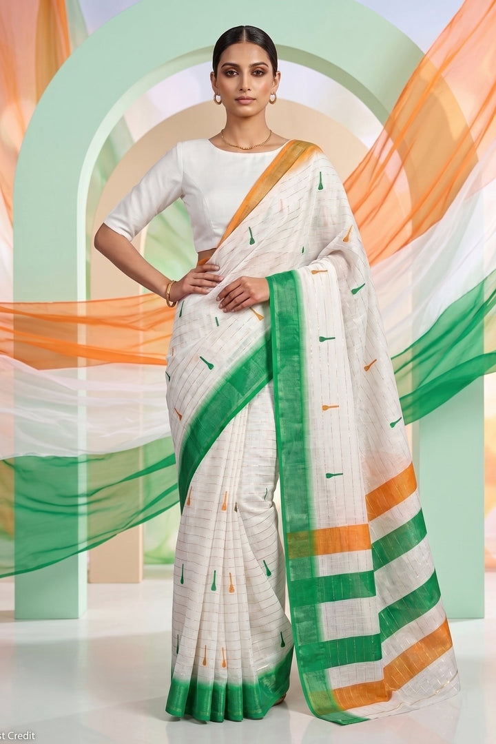 Tiranga Grace Semi Linen Saree (Independence Day Special)