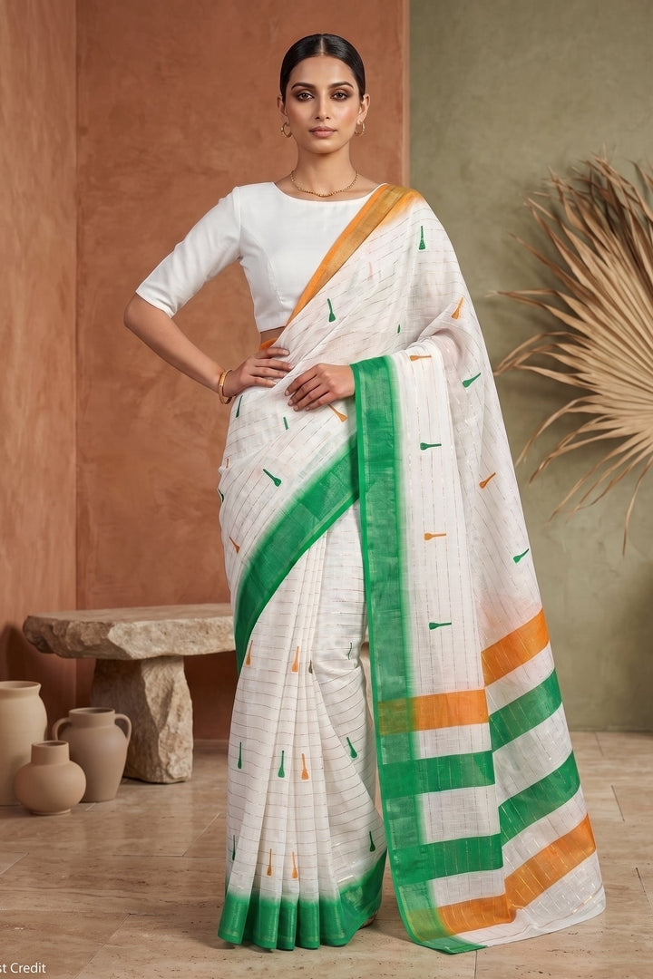 Tiranga Grace Semi Linen Saree (Independence Day Special)