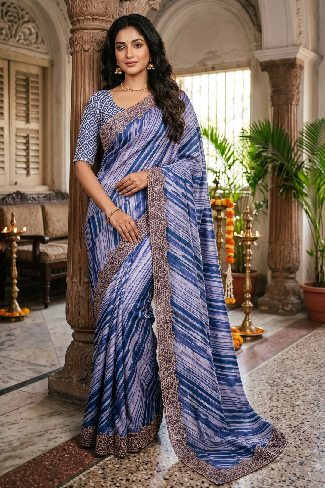 Silken Bloom Tussar Silk Saree( Semi )