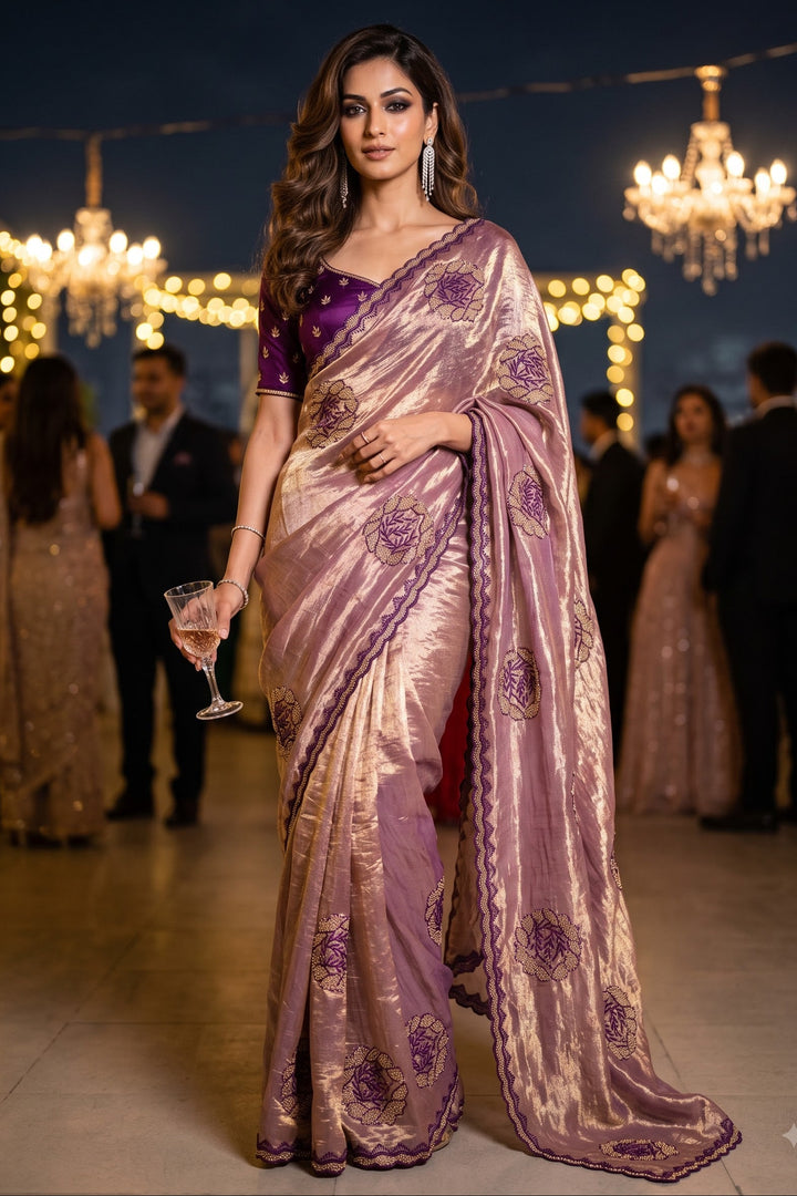 Blush Rose Satin Silk Saree