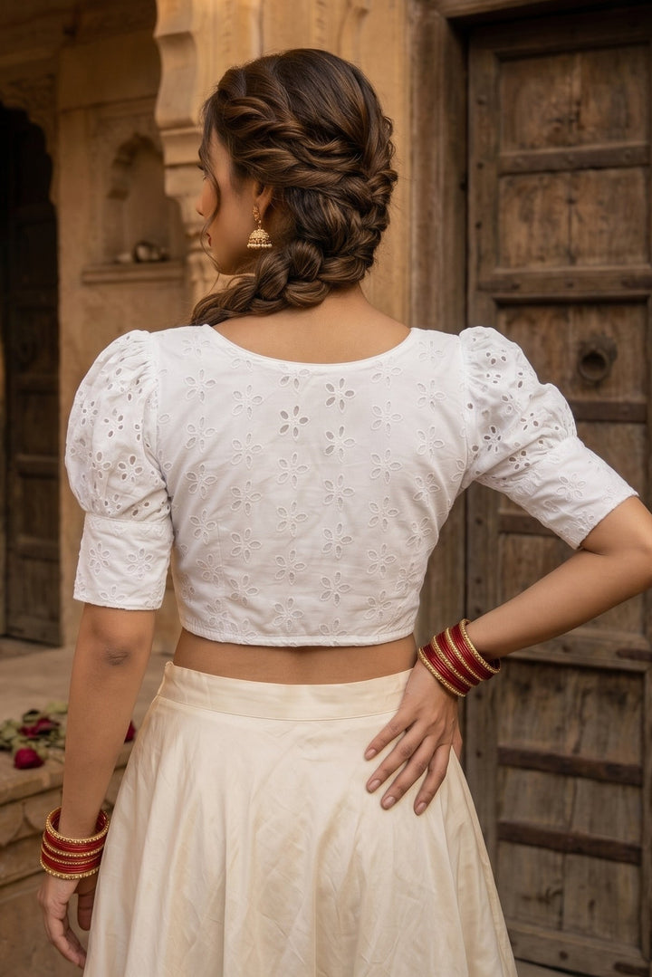 Puff of Plumeria Hakoba Designer Blouse