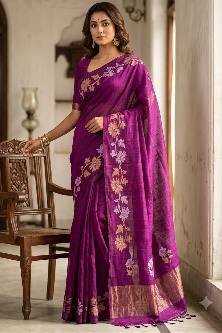 Agomoni Aabha – Soft Pure Matka Jamdani Saree