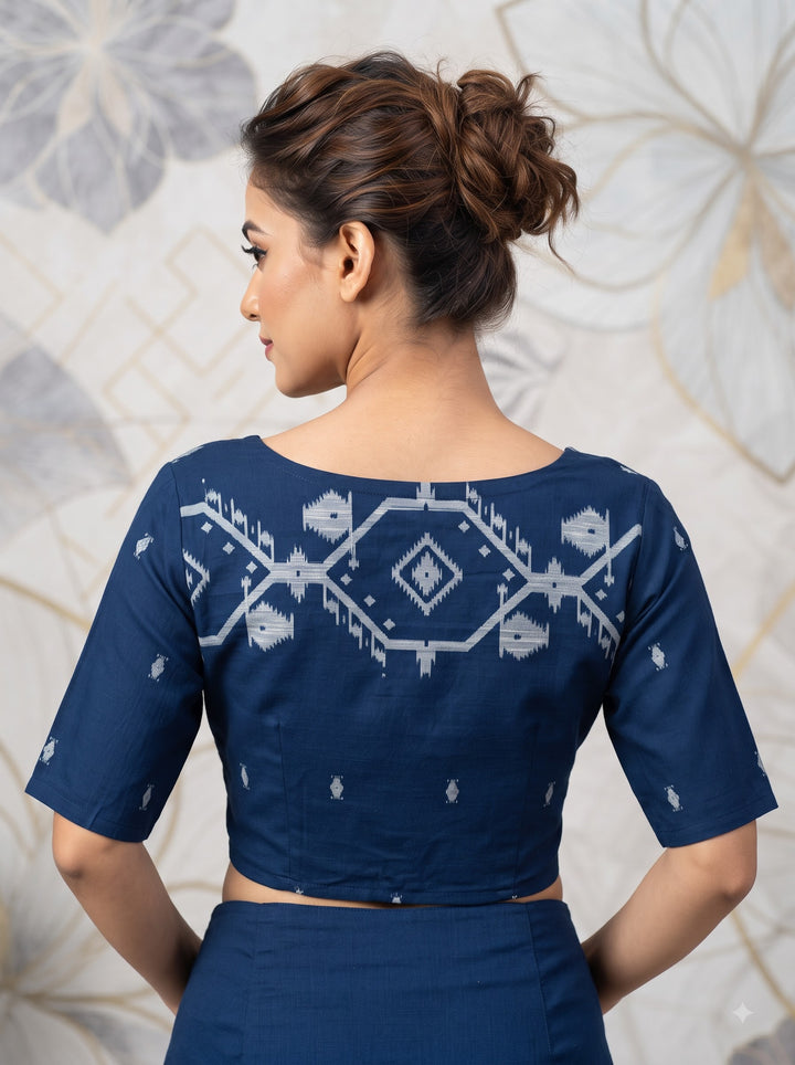 New World Grace – Jamdani Woven Punjabi Collar Blouse