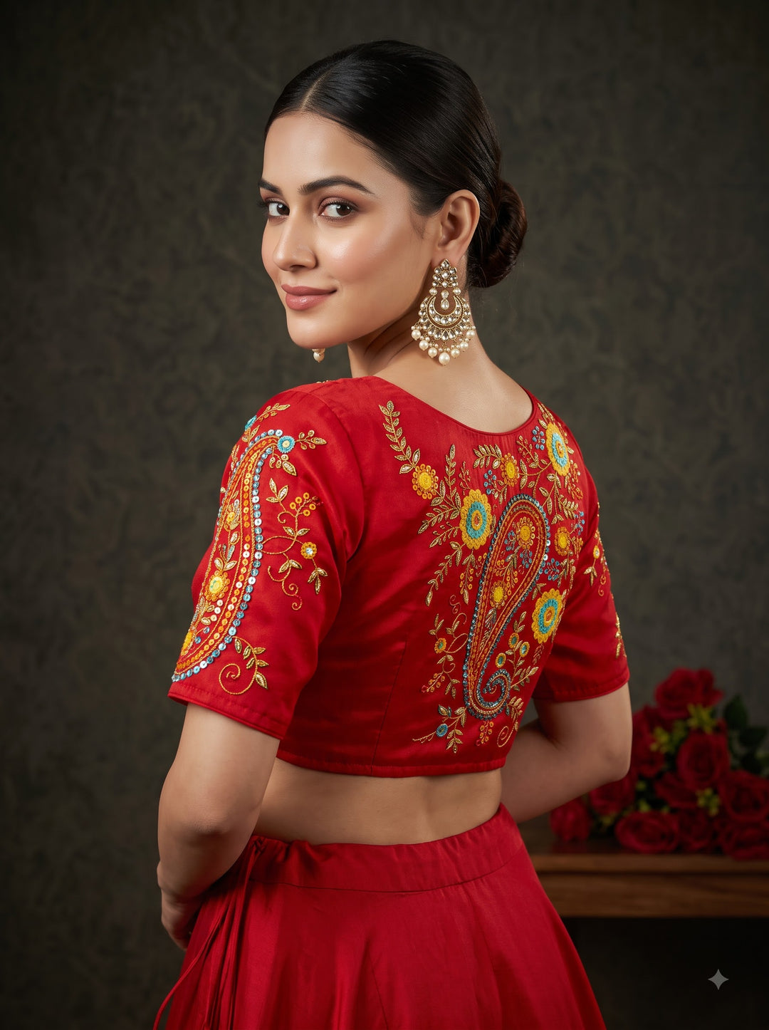 Festive Paisley Vichitra Silk Blouse