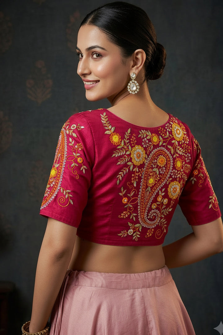 Festive Paisley Vichitra Silk Blouse
