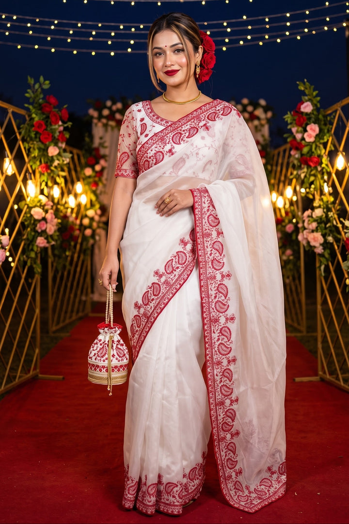 A Moment of Magic – Tebby Silk Saree with Sequin & Thread Embroidery Work