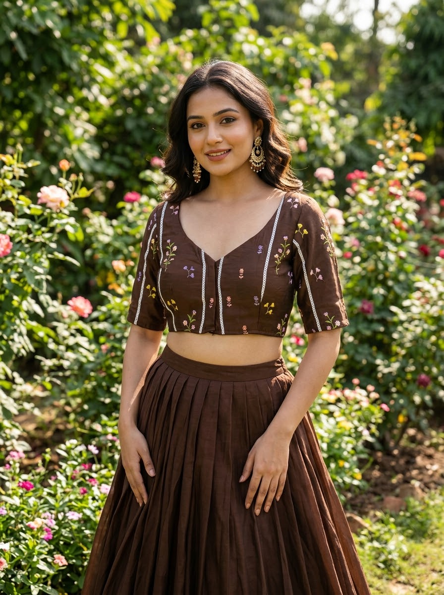 Eden Blossom Chanderi Silk Embroidered Blouse