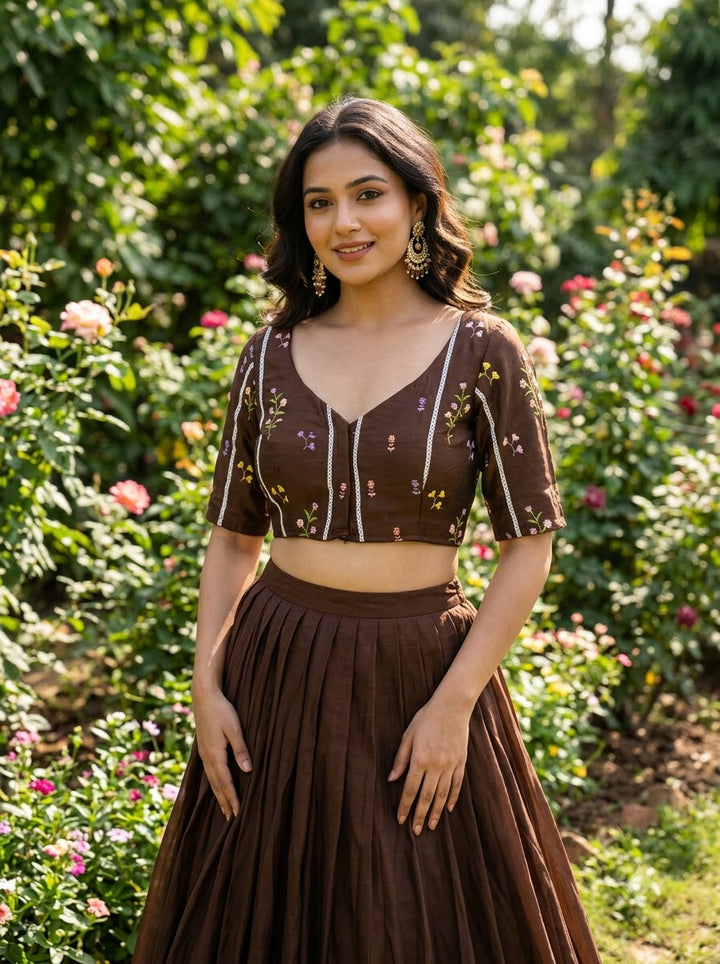 Eden Blossom Chanderi Silk Embroidered Blouse