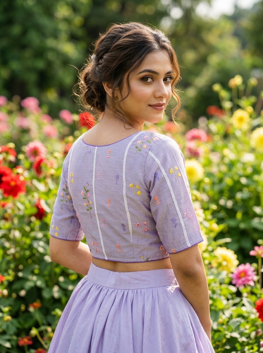 Eden Blossom Chanderi Silk Embroidered Blouse