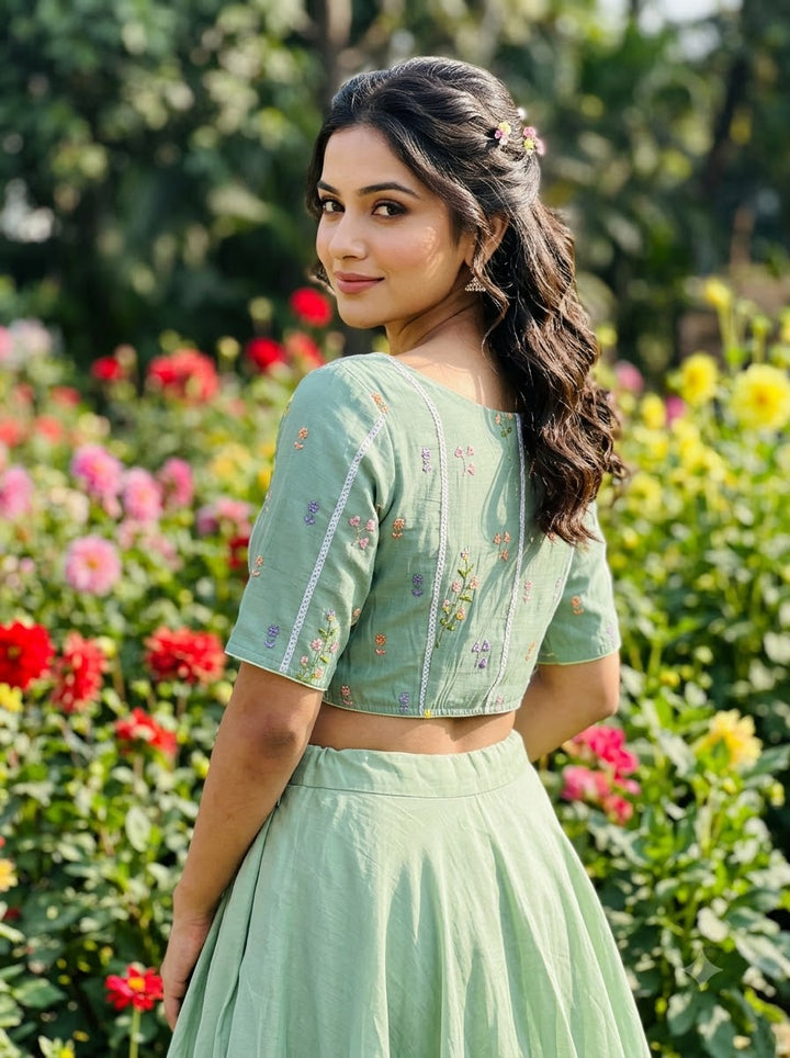 Eden Blossom Chanderi Silk Embroidered Blouse