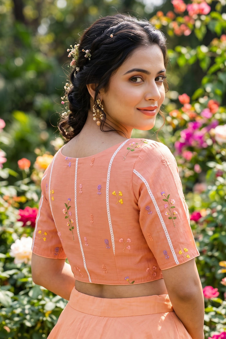 Eden Blossom Chanderi Silk Embroidered Blouse