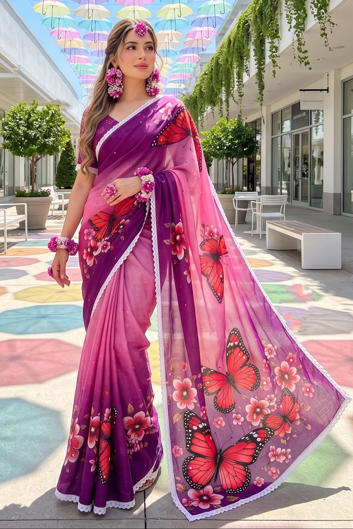 🦋 The Magic She Wears – Soft Linen Saree