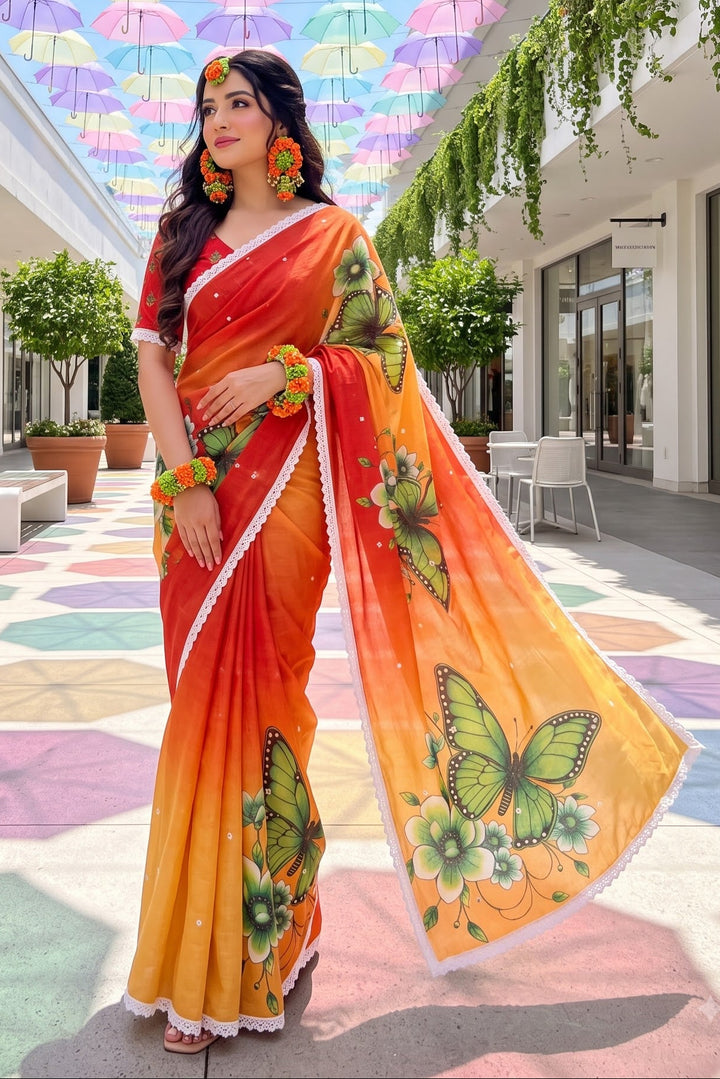 🦋 The Magic She Wears – Soft Linen Saree