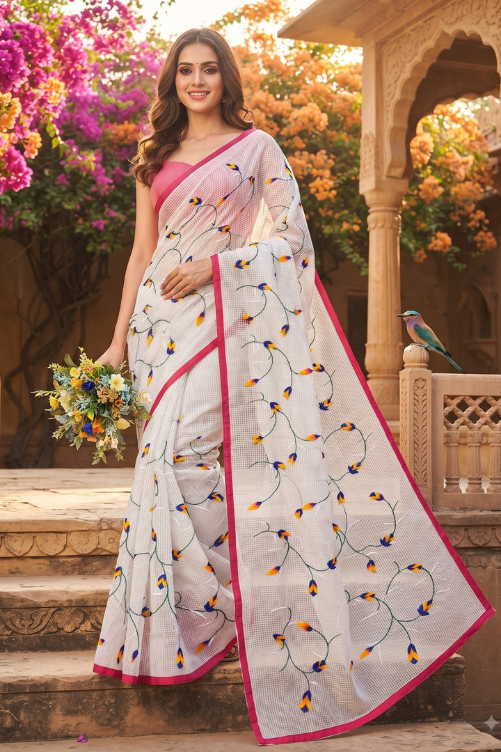 Kusum Reshom Kota Saree With Embroidery work