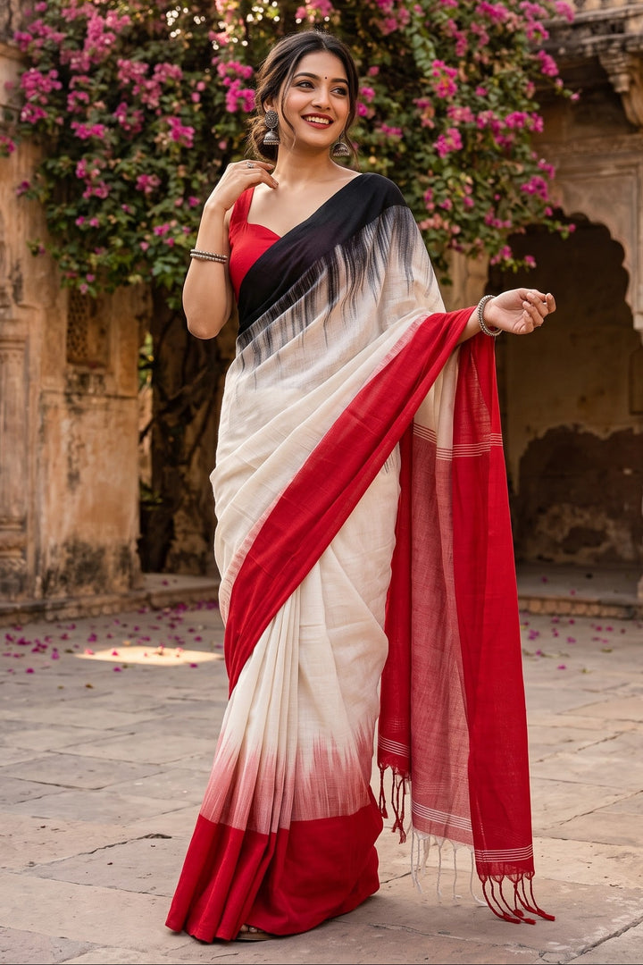 Khadi Cotton Ikkat Saree