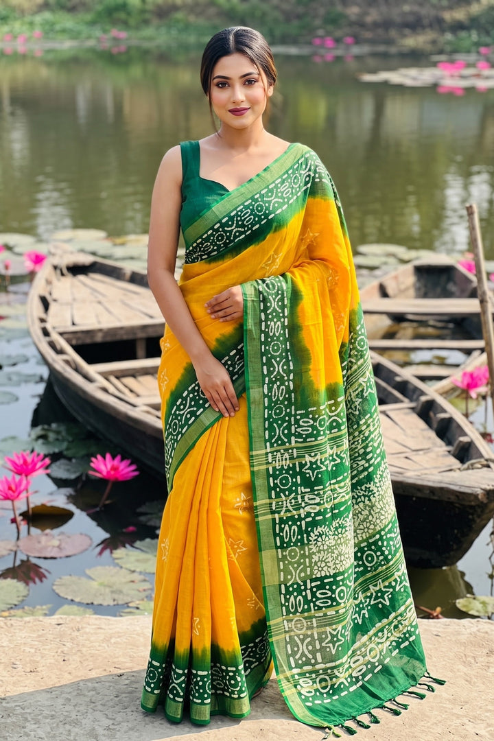 Ronger Porosh (রঙের পরশ) Cotton Linen Saree