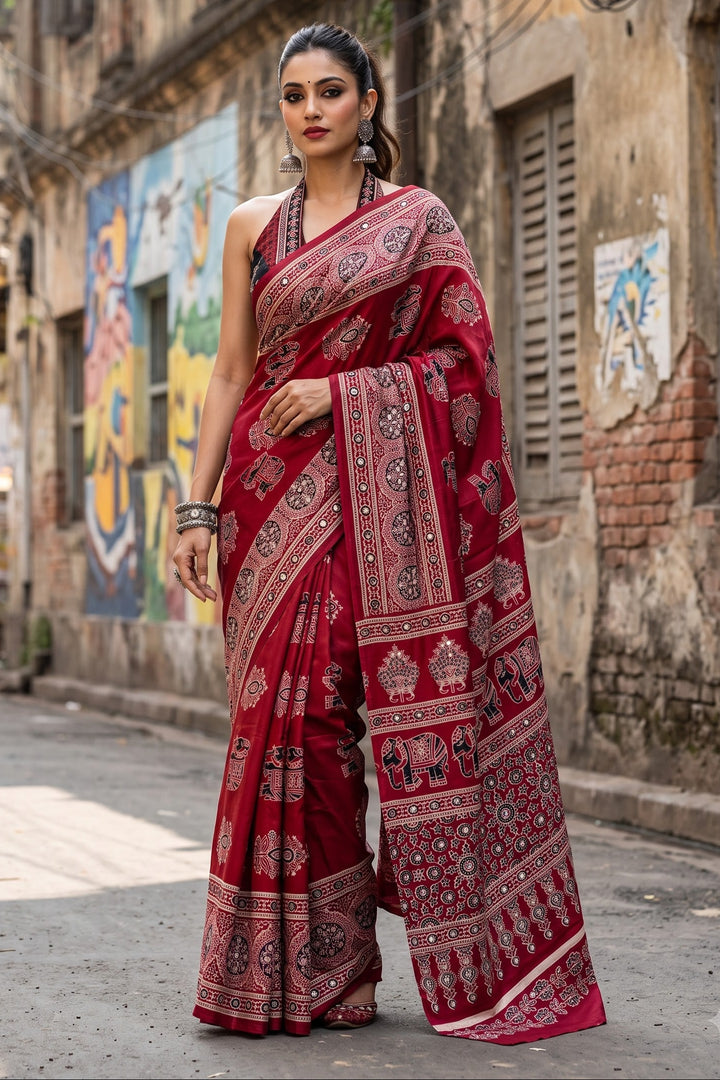 Pretty Obsession Modal Silk Saree With Mirror Work