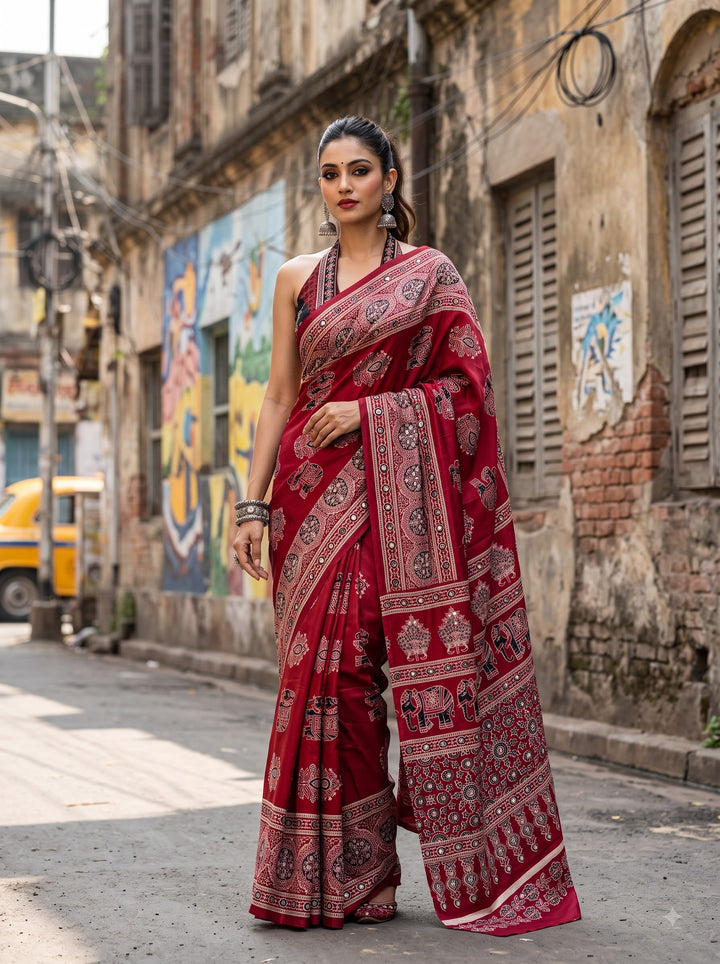 Pretty Obsession Modal Silk Saree With Mirror Work