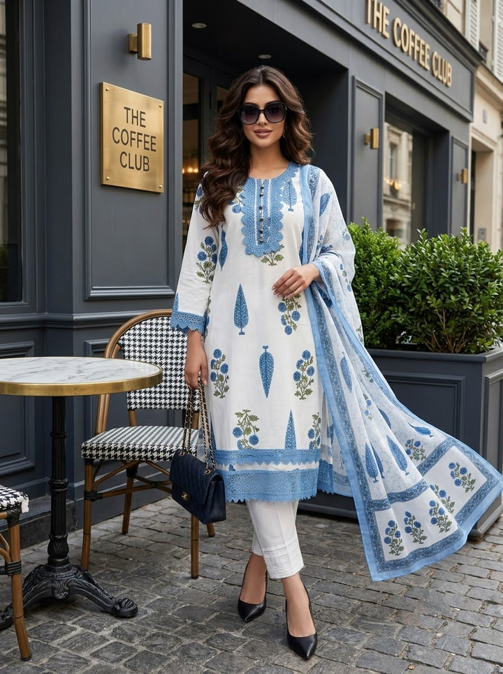Blue Belle Cotton Kurti Set