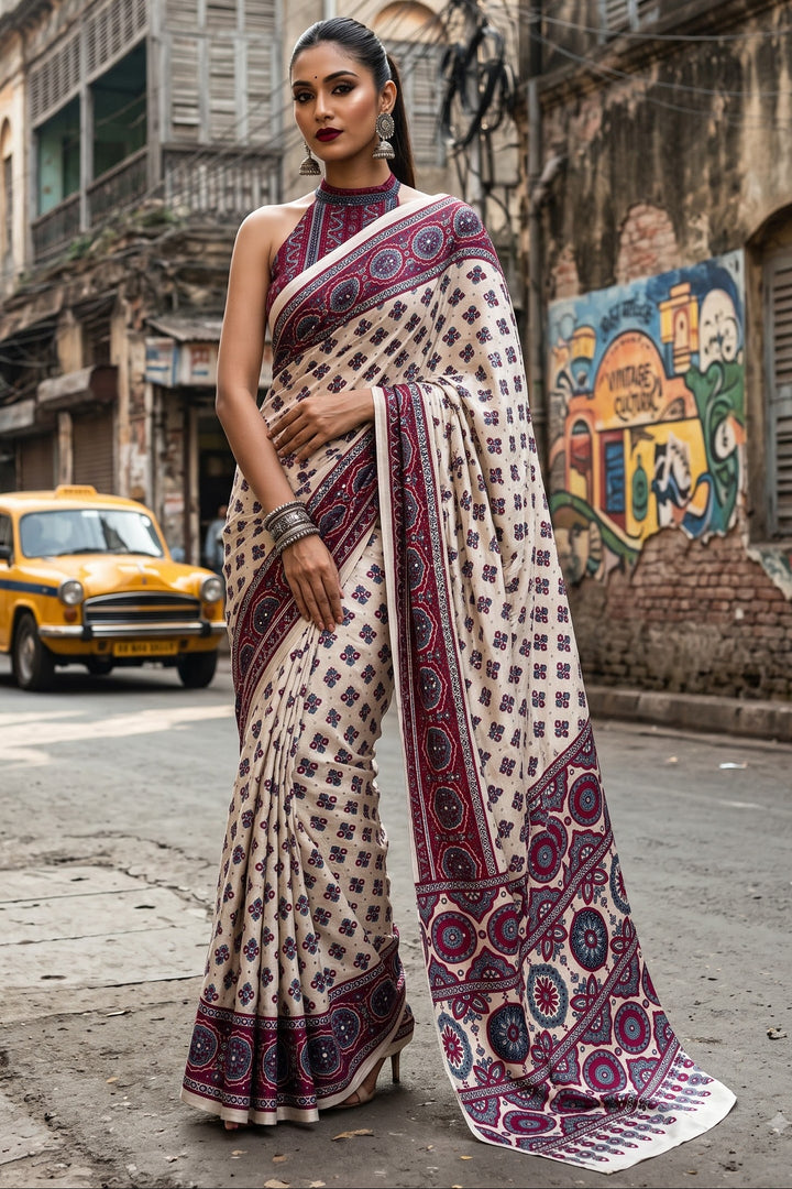 Pretty Obsession Modal Silk Saree With Mirror Work