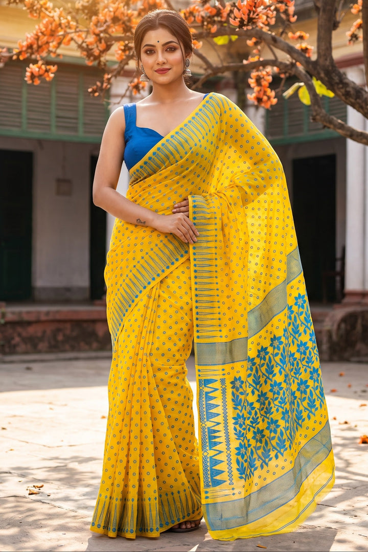 Basanti Bela Bengal Jamdani Saree