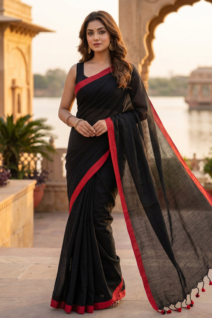 Check Style Bengal Khadi Cotton Saree