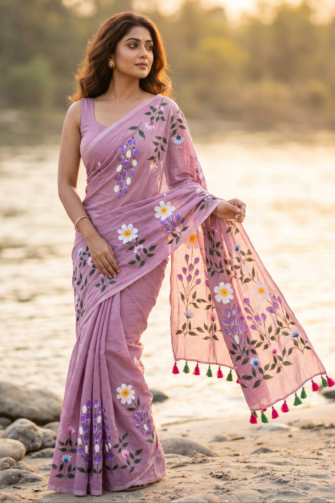 Wildflower Whisper Mul Cotton Saree