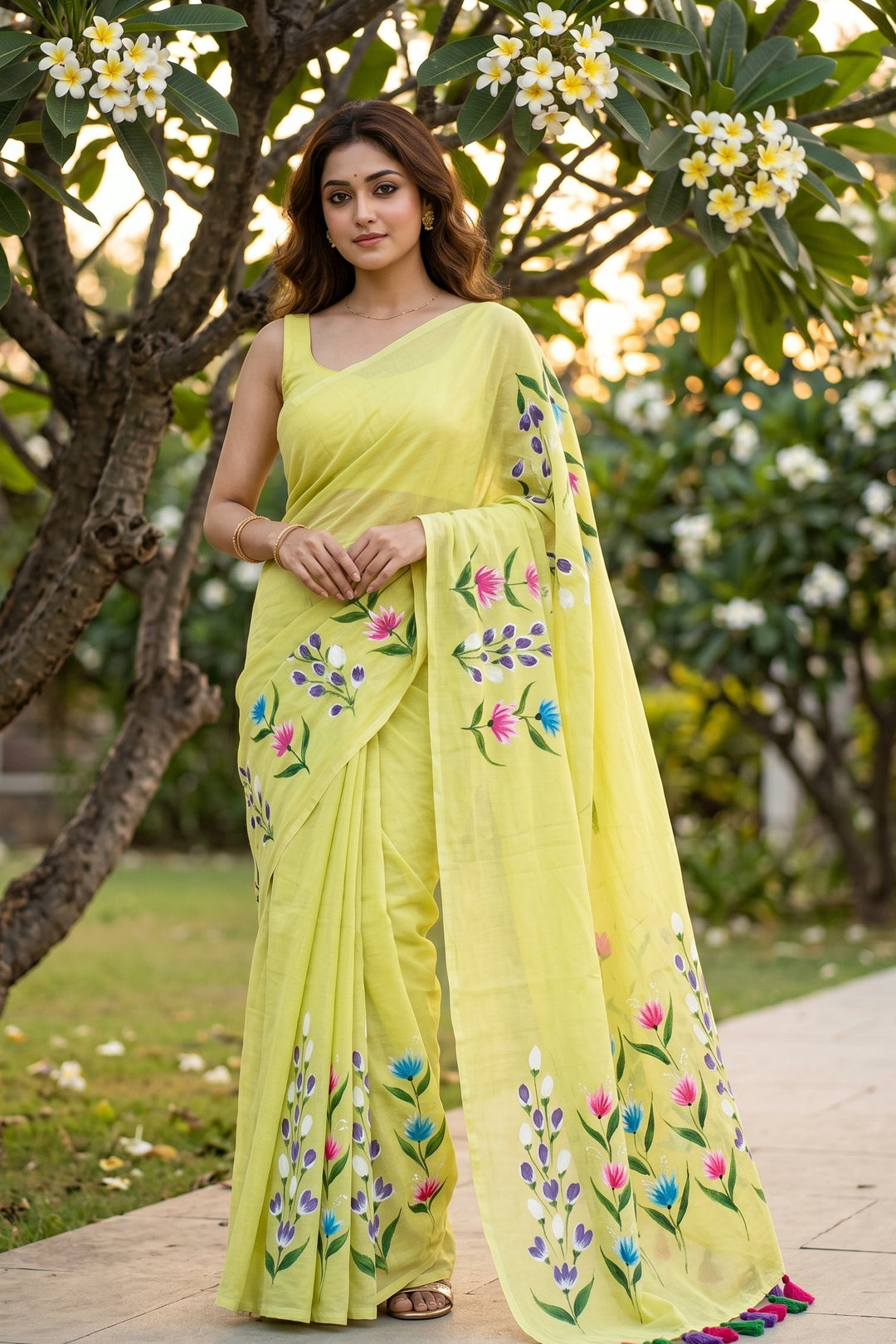 Wildflower Whisper Mul Cotton Saree