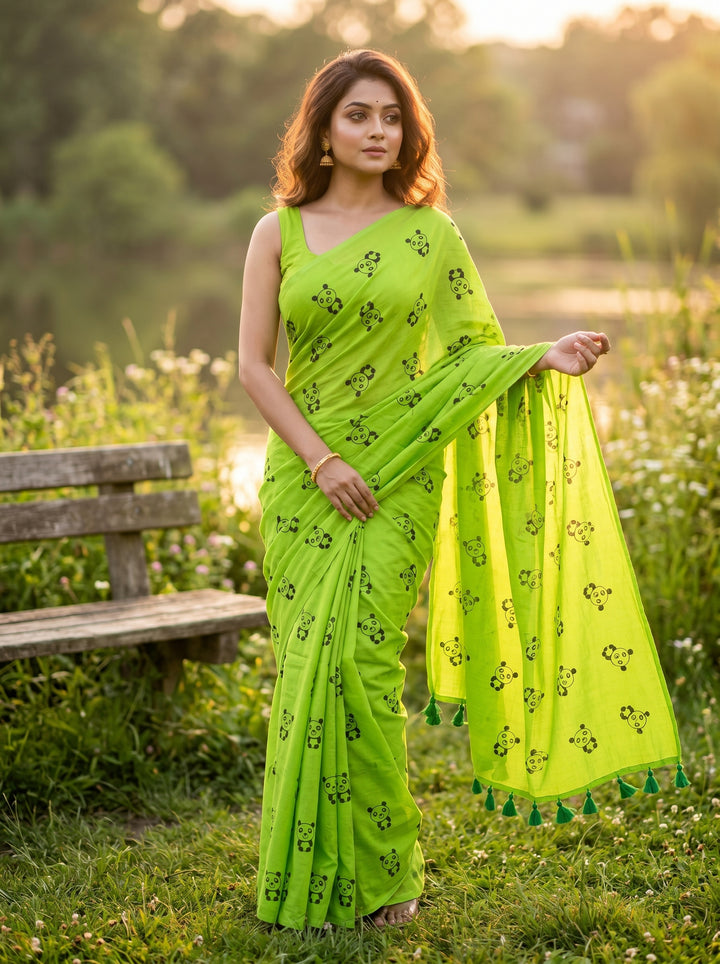Little Panda Tale Mul Cotton Saree
