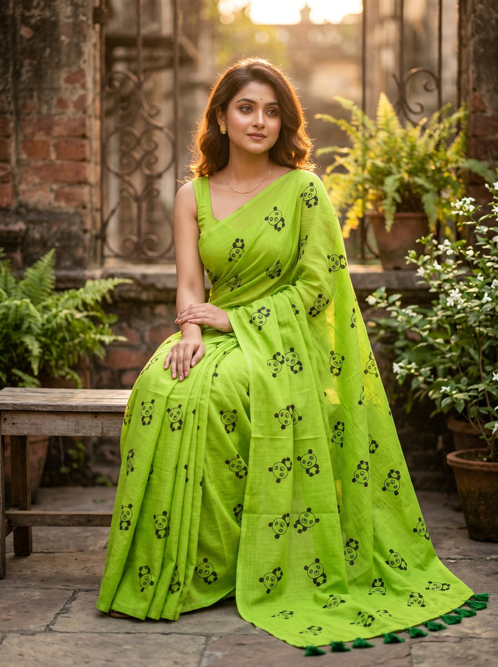 Little Panda Tale Mul Cotton Saree