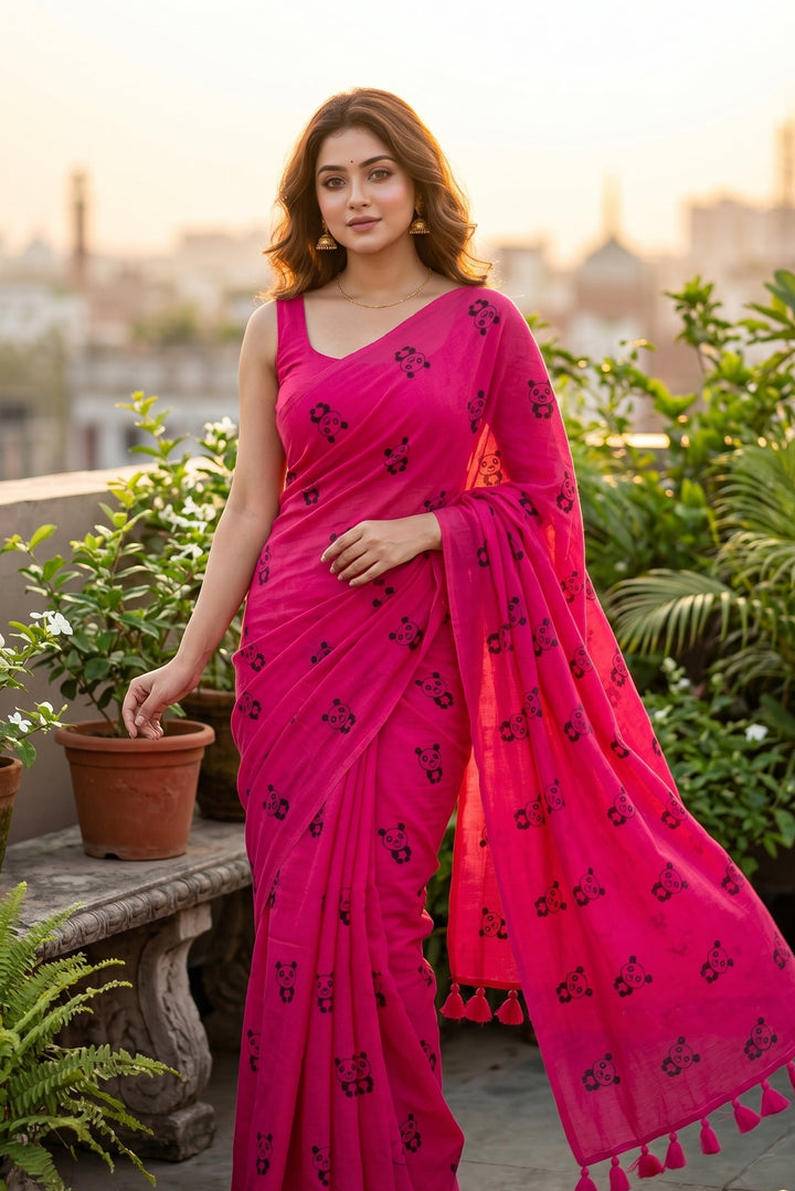 Little Panda Tale Mul Cotton Saree