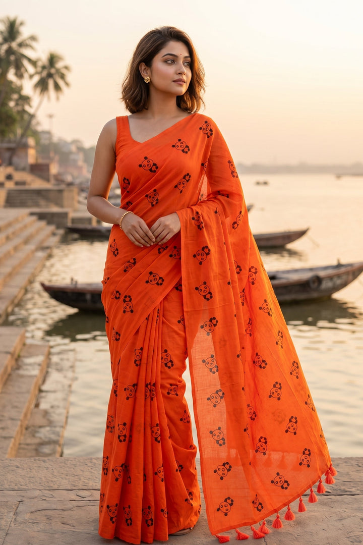 Little Panda Tale Mul Cotton Saree